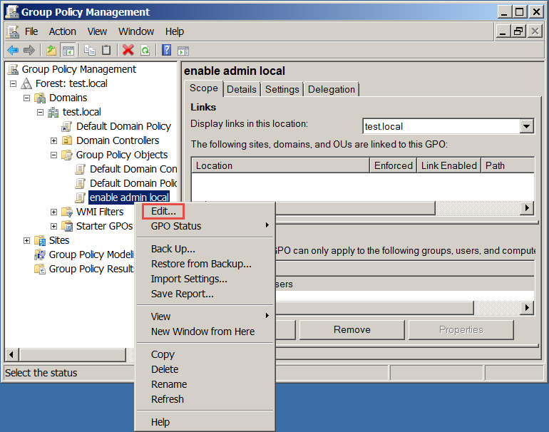 فعال سازی admin local یک سیستم با استفاده از group policy مرحله سوم