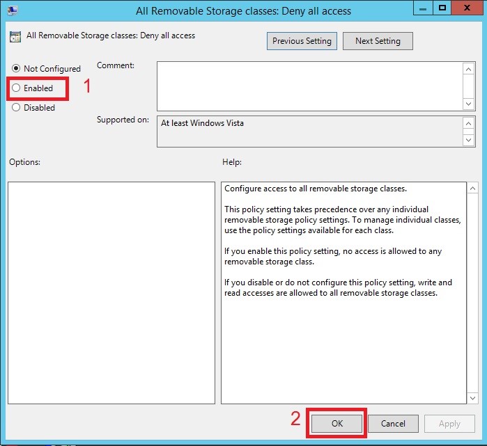 آموزش بستن USB سیستم های تحت شبکه Domian در Windows Server 2012 مرحله هشتم