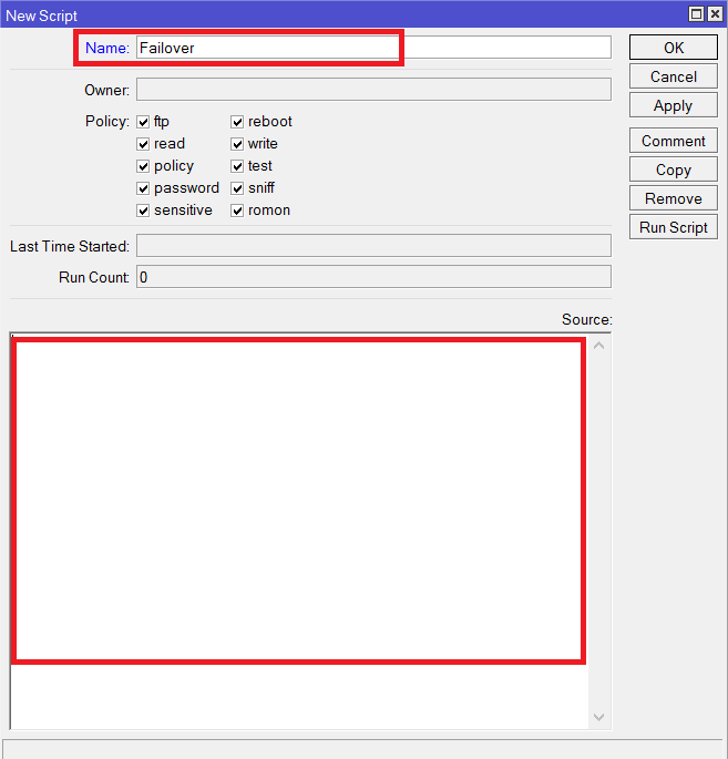 Failover در میکروتیک (با استفاده از اسکریپت) مرحله چهارم