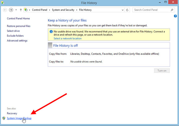 بک آپ گیری از ویندوز 8 مرحله اول