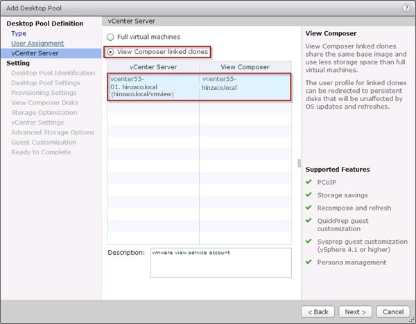 Linked-Clone Desktop Pool