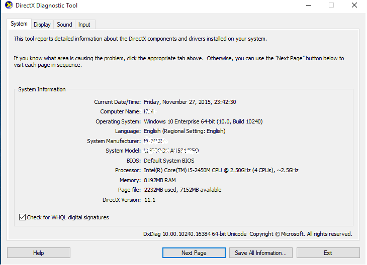 run کردن برنامه DXdiag مرحله دوم