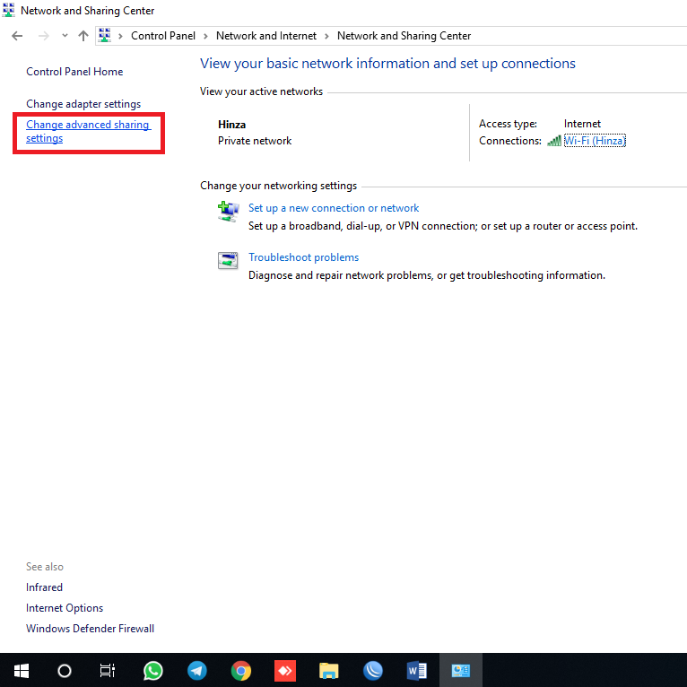 Changed Advanced Sharing