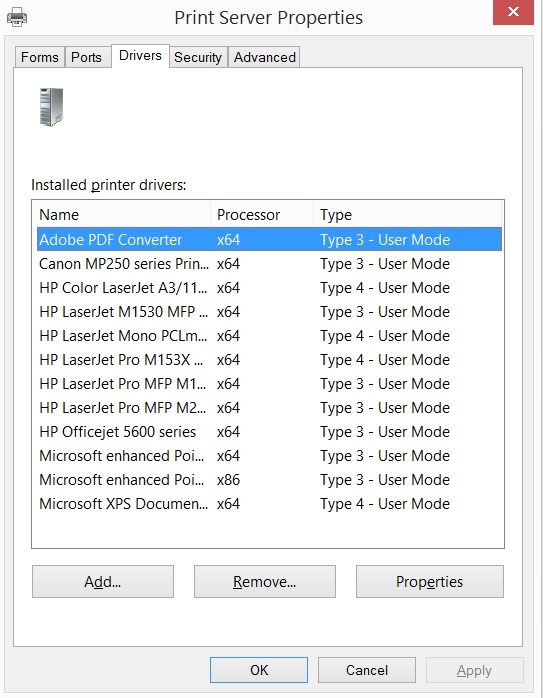 حذف درایور پرینتر